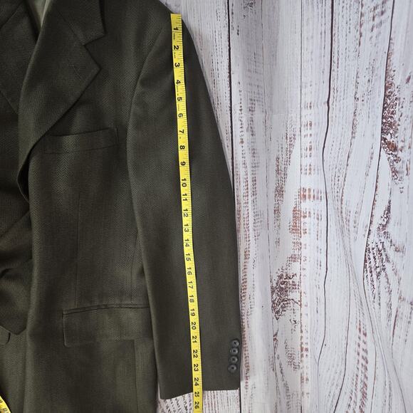 Oscar de la Renta Wool Tweed Blazer Mens 42R Brown Olive Hue Sport Coat Business - Picture 15 of 16